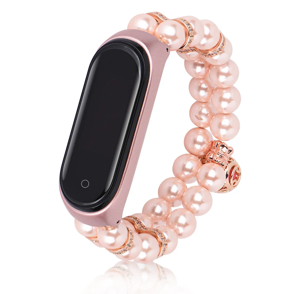 Женский браслет с бусинами ювелирный для Xiaomi Mi Band 6 5 4 3 ремешок часов MIband цепочка