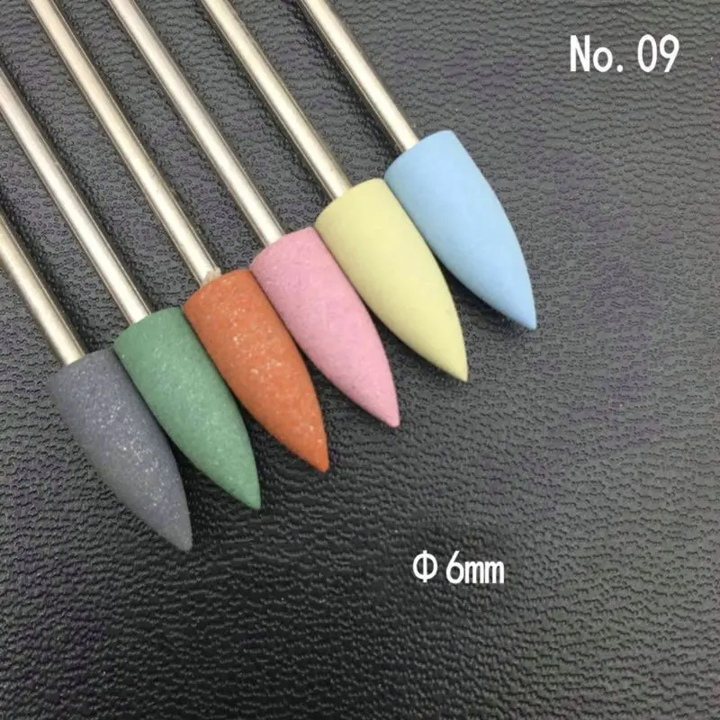 9 6 шт./компл. резиновая кремния Nail Фрезерное сверло Резак для маникюра бит Гибкая полировщик машина электрическая пилка для ногтей Инструменты - Цвет: 9