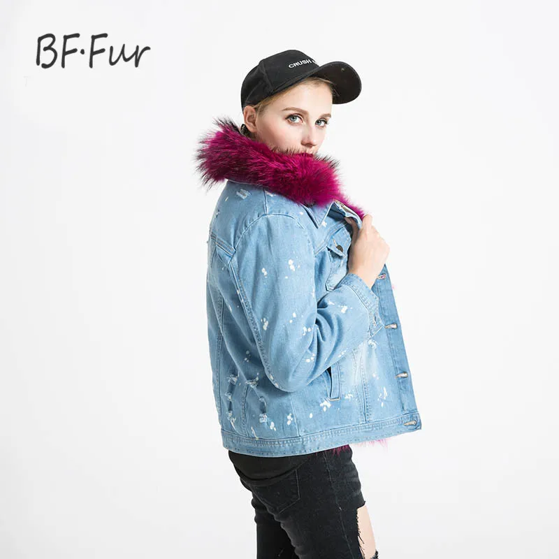Bffur Новинка 2017 зимняя женская утепленная из натурального меха енота лайнер