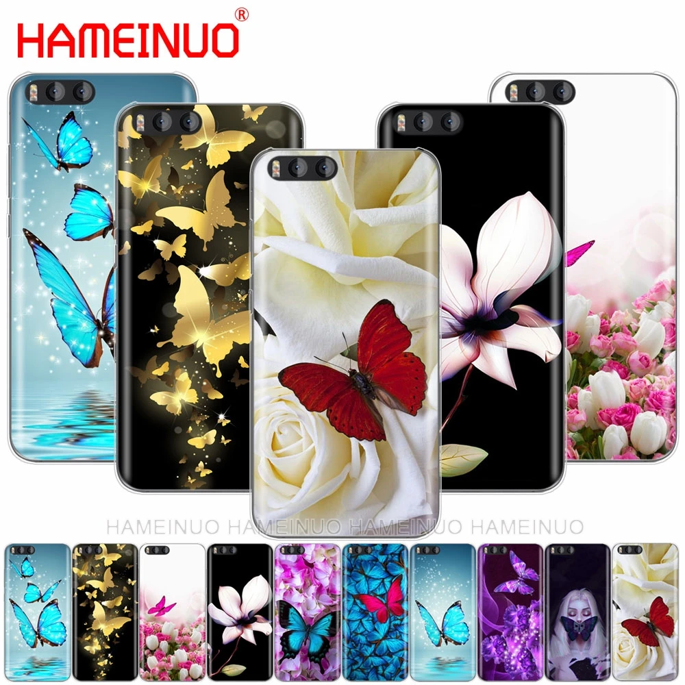 HAMEINUO чехол с бабочкой на белом цветке розы для Xiaomi Mi A1 A2 3 4 5 5S 5C 5X 6 6X 4I 4C NOTE MAX 2 mix