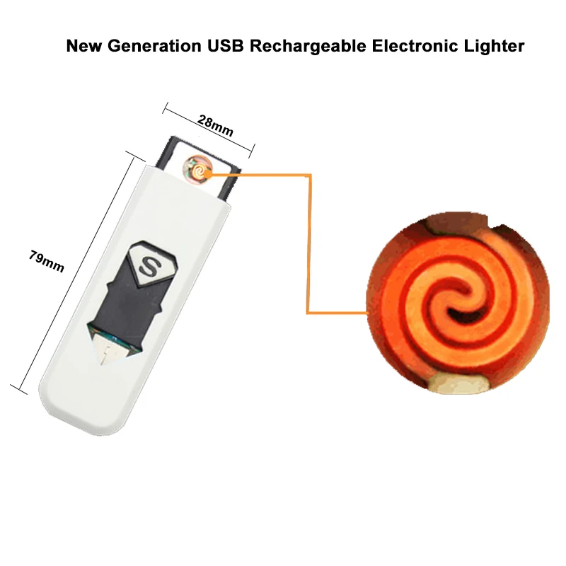 Ingelon USB перезаряжаемая ветрозащитная катушка тонкая Зажигалка гаджеты usb фонарь