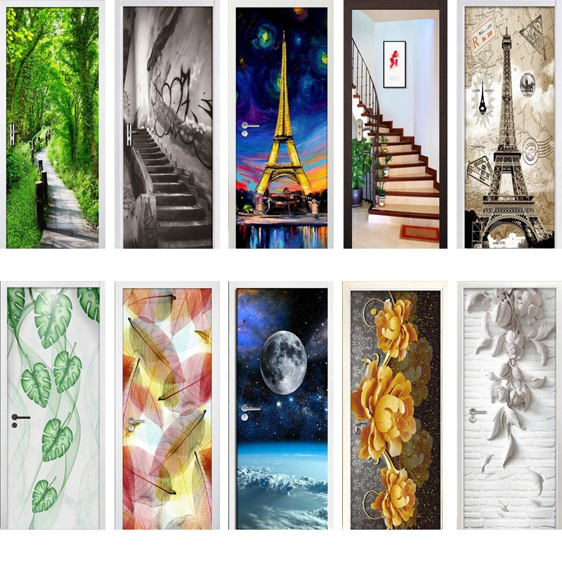 Фотообои на дверь. Самоклеющиеся наклейки на дверь. Наклейка интерьерная на дверь. Наклейка на дверь. Декорирование дверей.