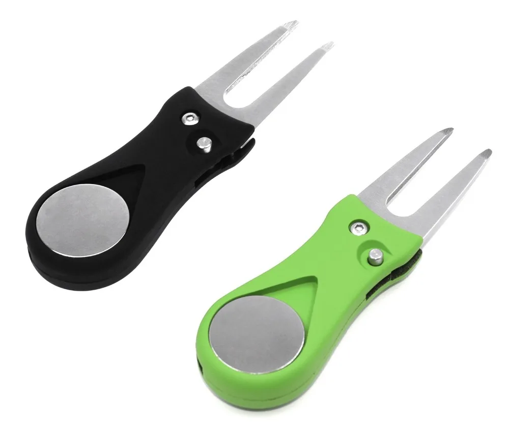 Golf Divot Tool with Pop-up Button & Magnetic Ball Marker Pitch Mark Mini Lightweight Portable and Foldable | Спорт и развлечения