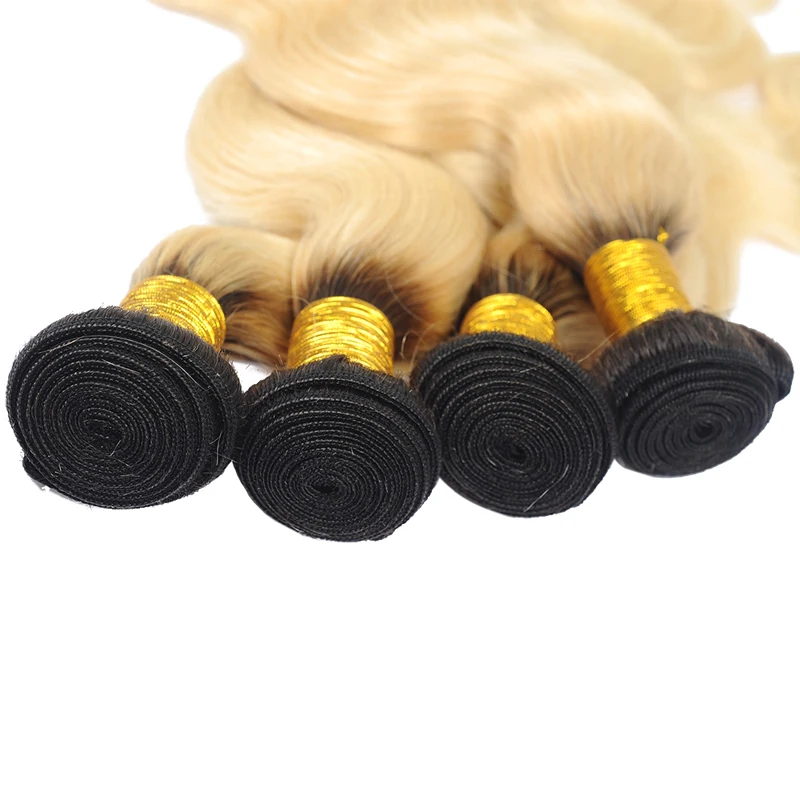 T1B/613 Ombre светлые бразильские волосы Weave Связки объемная волна 100% человеческих