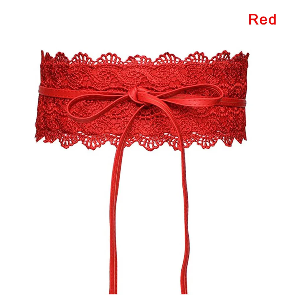 Red Горячая 1 шт. женское платье пояс кружева широкий пояс PU украшение модный поясной ремень-B5 - Цвет: Red