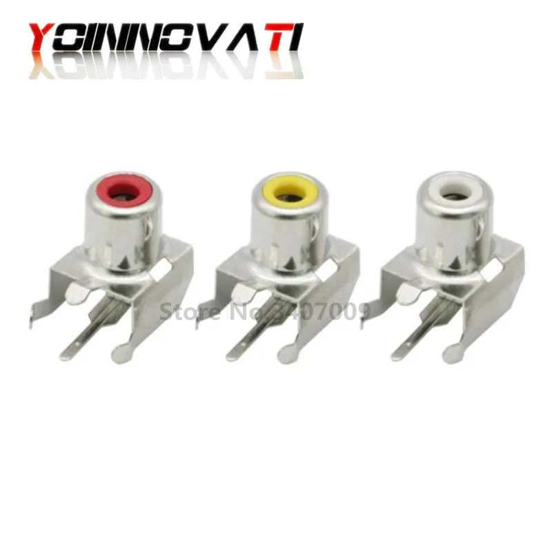 10 шт. белый/желтый/красный RCA AV с ядром гнездо отверстие сиденья 2 pin PCB пайки аудио-видео разъем lotus сиденье AV1-8.4-3B