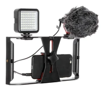 smartphone video rig camera cage mount holder stabilizer handle grip boya by mm1 microphone mic 49 led light kit for filming