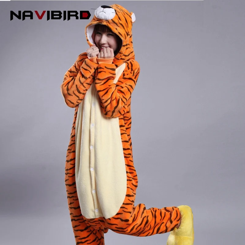 Кигуруми Тигр с длинным рукавом капюшоном комбинезоны зима Kegurumi Домашняя одежда