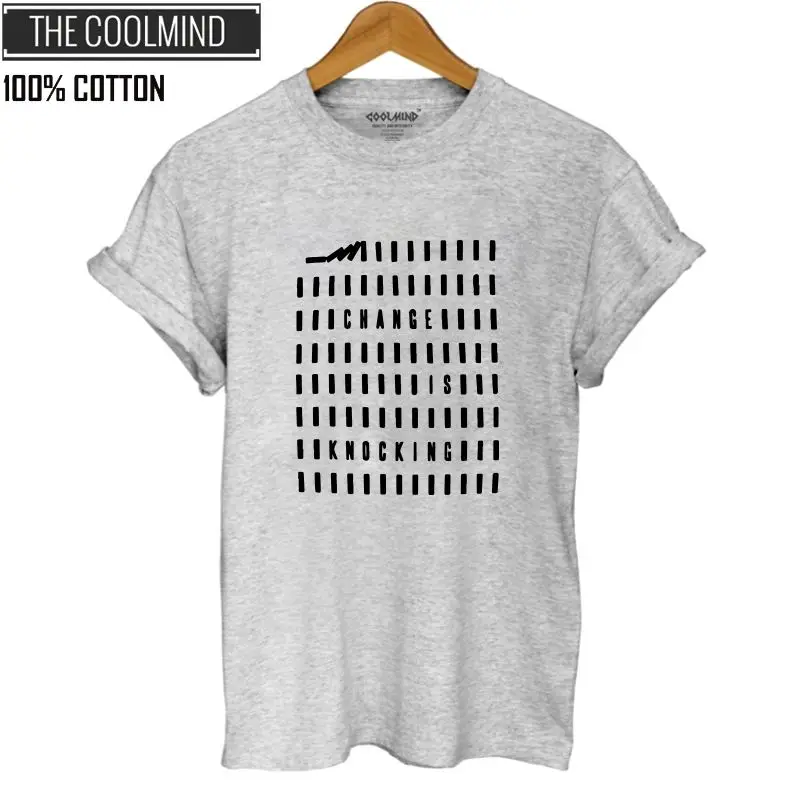 QI0265B-GREY COOLMIND QI0265B хлопок крутая Свободная Женская футболка Повседневная летняя футболка с коротким рукавом трикотажная футболка женские футболки - Цвет: QI0265B-GREY