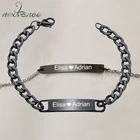 Браслет Nextvance с надписью на заказ, браслет из нержавеющей стали с гравировкой, буквами и именами, черные регулируемые браслеты-цепочки с пряжкой