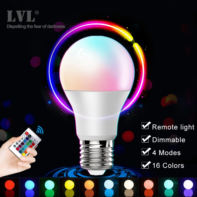 E27 светодиодная Волшебная RGB лампа 1 Вт 5 6 85 265 в 220 В красный желтый синий цвет
