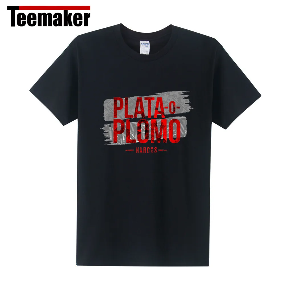 Футболки fla для мужчин go 2017 Plata o Plomo Футболка мужская Narcos Pablo Escobar серебряные или