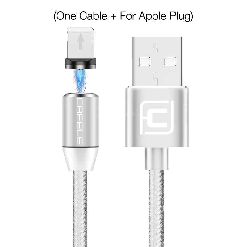 CAFELE Магнитный usb-кабель USB type C кабель для huawei P30 P20 Nova 5 Pro Кабель Micro-usb быстрая зарядка для iphone samsung Xiaomi - Цвет: Silver for iphone