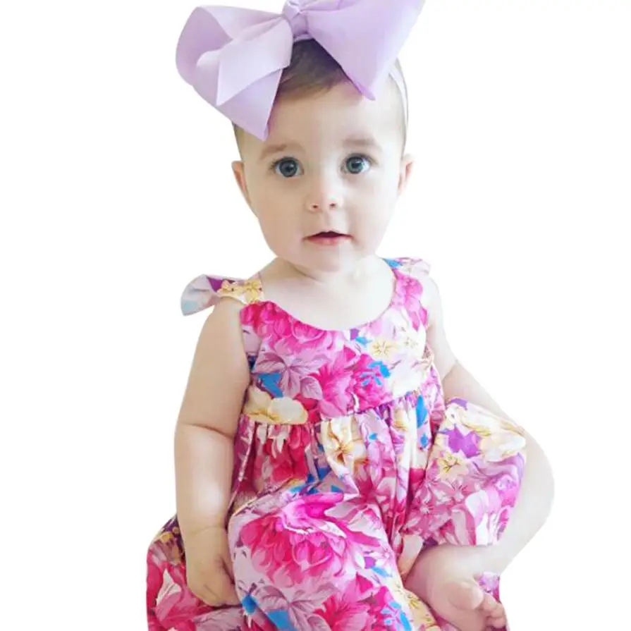 2018 милый детский комплект для маленьких девочек платье с цветочным принтом и