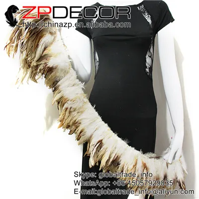Natural Cream ZPDECOR, 6-8 дюймов, 800 шт., 85-90 см, ручная работа, высокое качество, Натуральный Бежевый петух, Коке, хвост, нанизанные перья для украшения костюмов - Цвет: Natural Cream