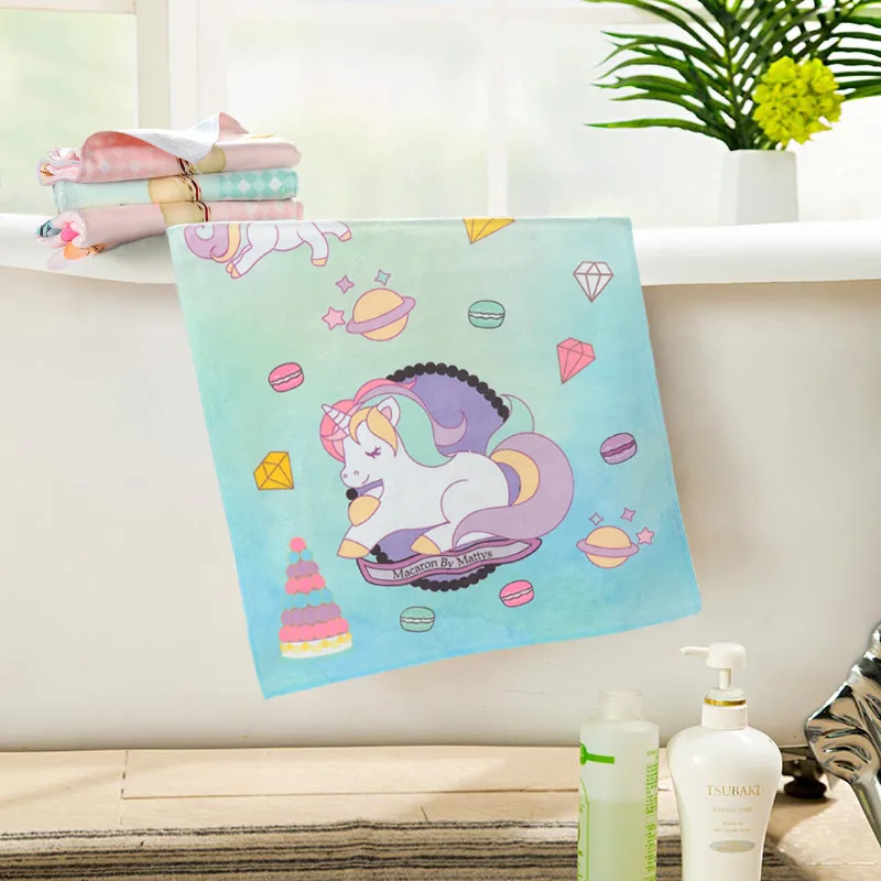 Cartoon Unicorn Microfiber Bath Towel 140x70cm Rectangle Printed Beach Towel Pink and Blue Girls Kids Yoga Mat Picnic Blanket - Цвет: 2