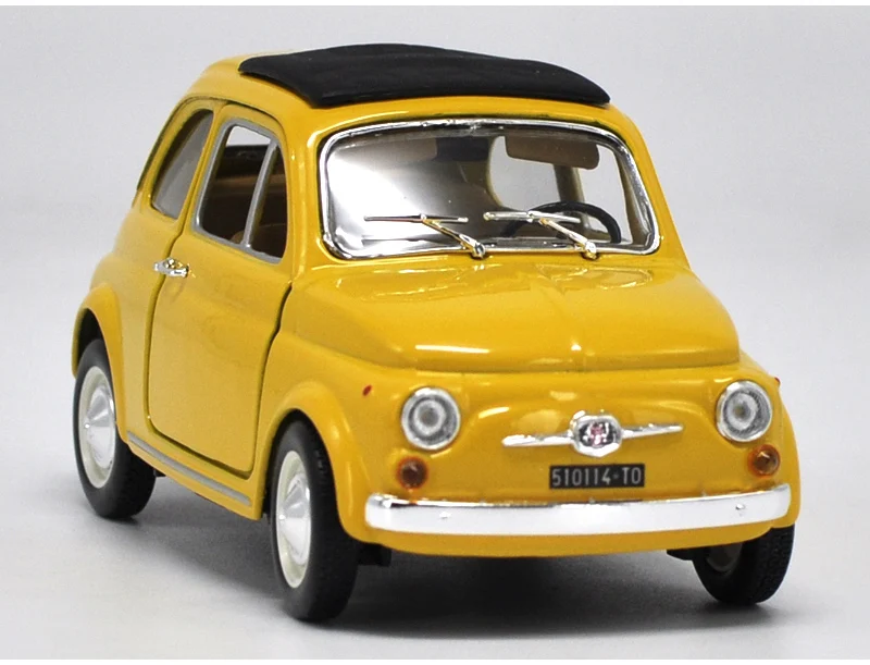 Оригинальная фабричная 1:24 FIAT 500 ABARTH 500 игрушечная машинка из сплава, игрушки для детей, литая модель автомобиля, подарок на день рождения