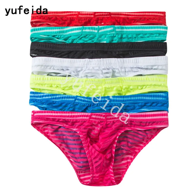 YUFEIDA 7 шт./лот сексуальные экзотические мужские трусы с бантиком прозрачное