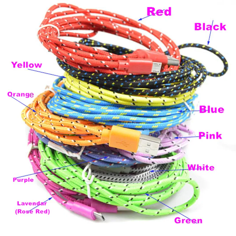 Effelon 1M/2M/3M Braided Wire Micro USB Cable 3ft Sync Nylon Woven Charger Cords For Samsung Galaxy S3 S4 S6 Blackberry SONY | Мобильные