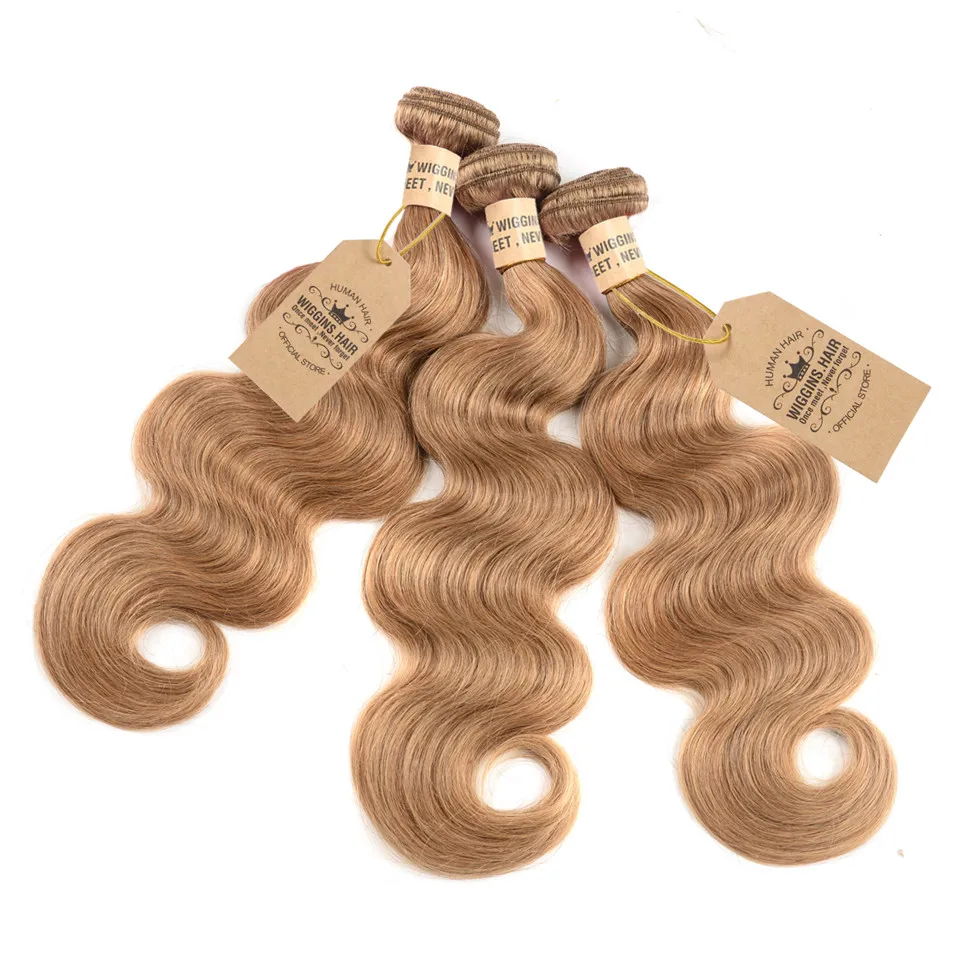 Wiggins #27 Honey Blonde Brazilian Body Wave Bundles With Frontal Closure 3 Bundle Human Hair Remy | Шиньоны и парики