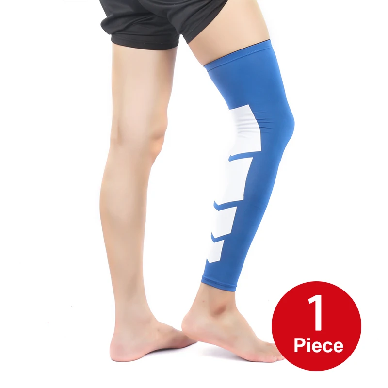 1pcs blue ArbotLong футбольные Леггинсы 1 пара лайкра дышащий компрессионный теленок рукав спортивный коленный протектор снаряжение для мужчин велосипедные гетры - Цвет: 1pcs blue