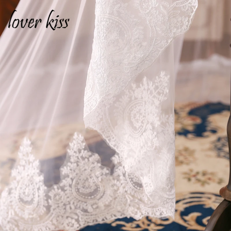 Lover Kiss тюль белый цвет слоновой кости Соборная свадебная вуаль для невест кружевной край один слой Свадебные аксессуары veu de noiva 3 metros