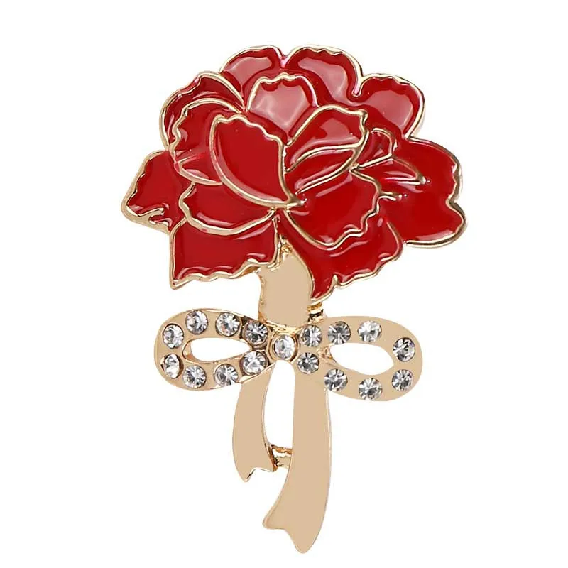 Женская брошь в виде цветка розы с кристаллами | Украшения и аксессуары