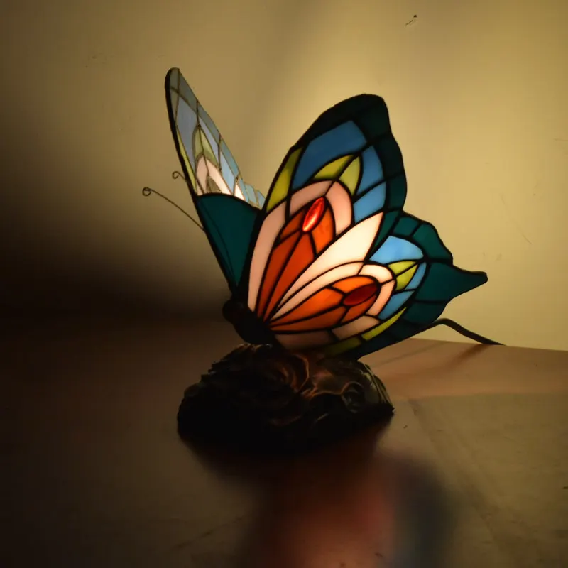 Tiffany Style Night Light Small Mini Stained Glass Dale Lamps Butterfly Desk Table Lamp Antique Unique On Sale | Освещение