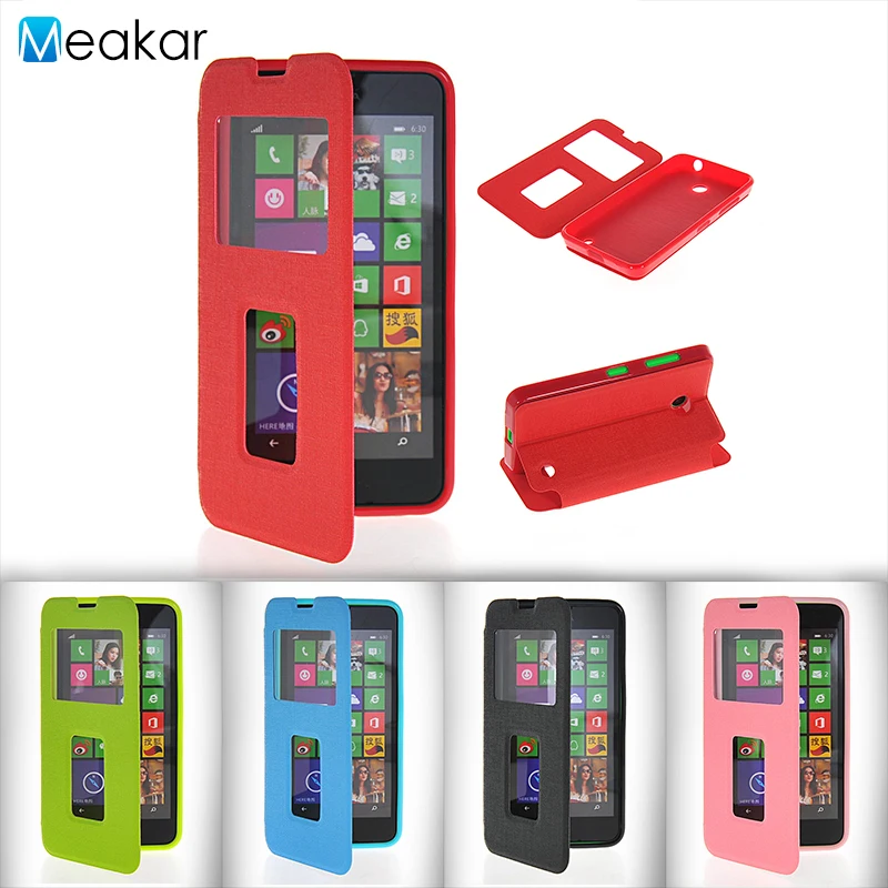 Окно с двойным представлением Флип кожаный 4.5для Nokia Lumia 630 чехол для microsoft задняя