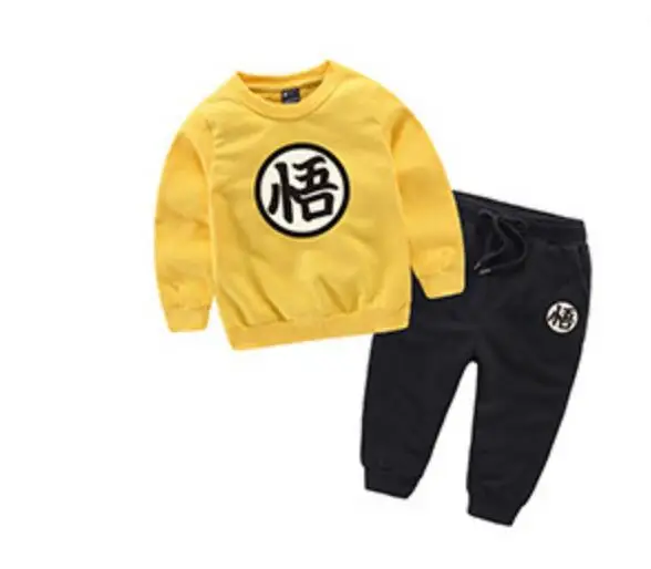 Yellow Black set Dragon Ball Z Сон Гоку Косплэй костюм хлопок Косплэй Дети Детские Мальчики Девочки брюк Пальто футболка с длинными рукавами костюм - Цвет: Yellow Black set