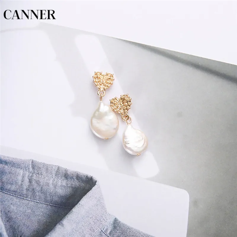 Классические серьги гвоздики с жемчугом Canner в стиле ретро металлические