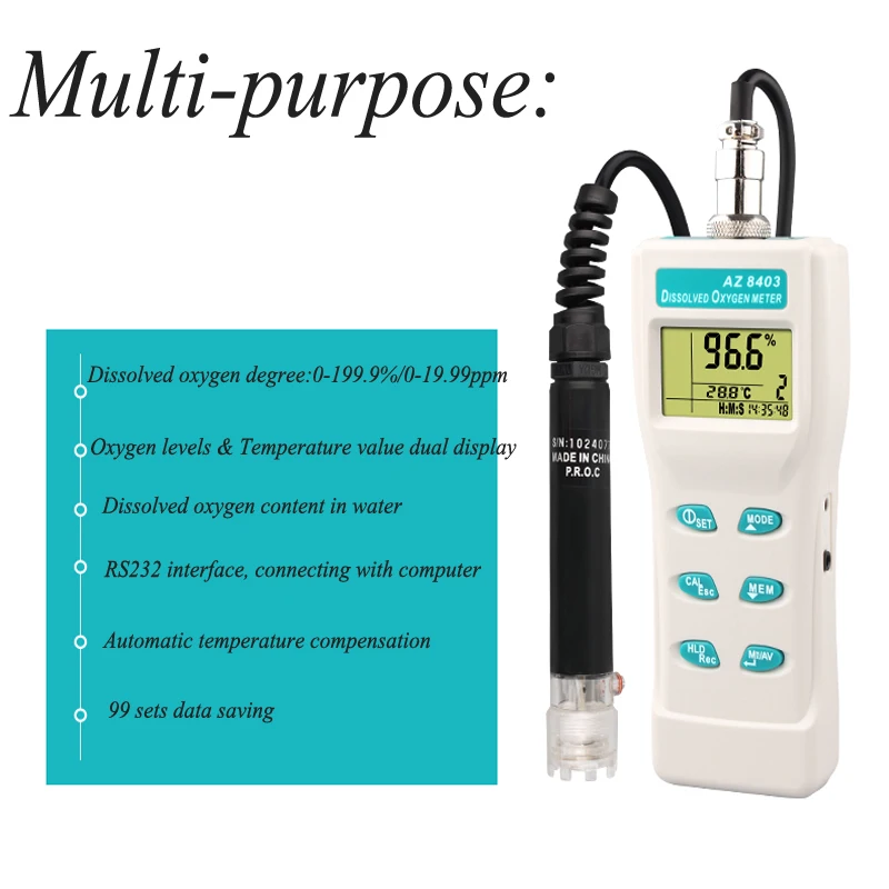 Портативный детектор растворенного кислорода для аквакультуры анализатор
