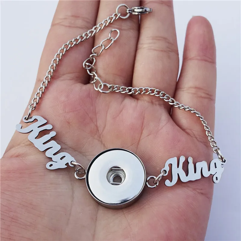 Нержавеющая сталь 18 мм кнопки король браслет ювелирные изделия для мужчин