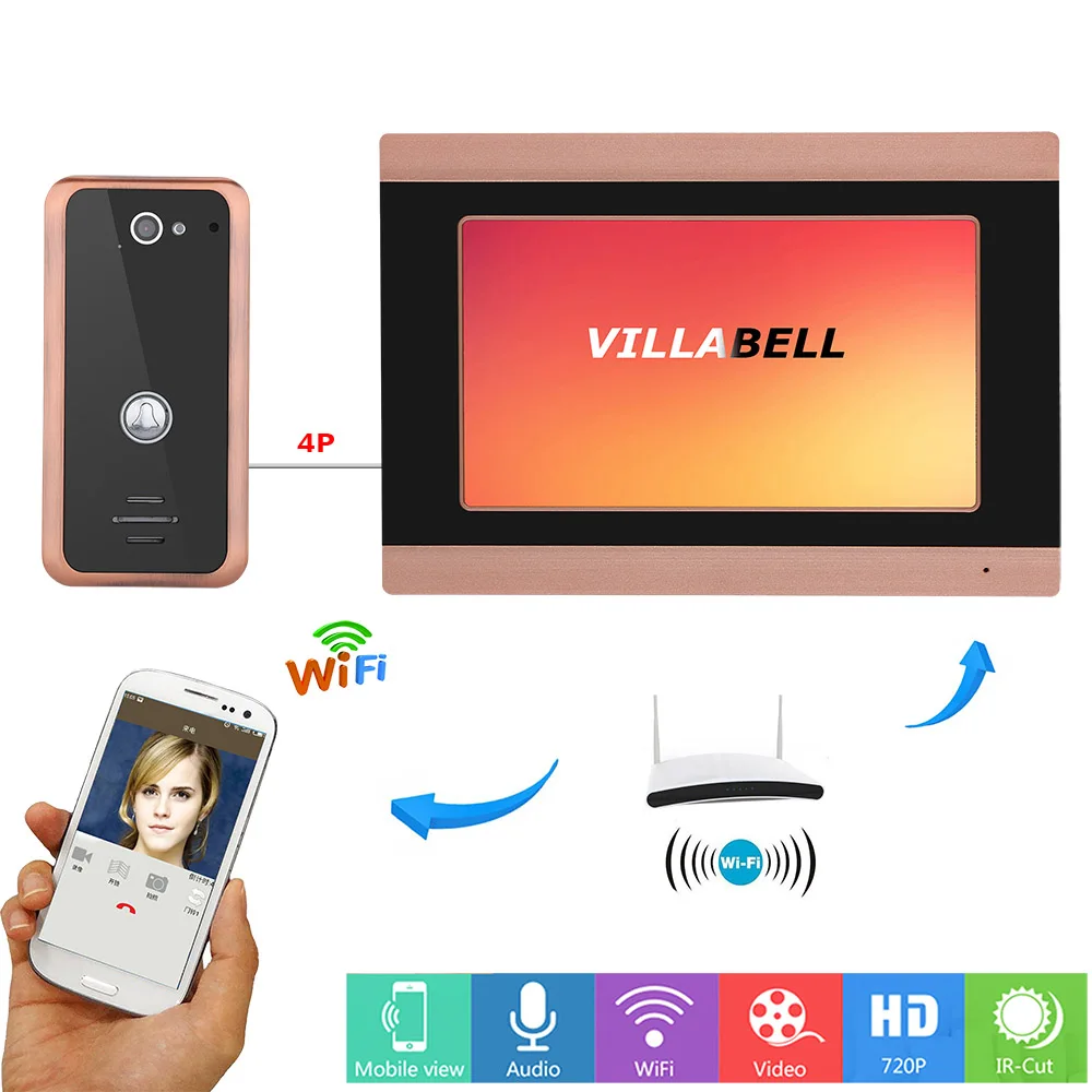 Видеодомофон 7 дюймов проводной Wi-Fi с камерой 1000TVL | Безопасность и защита
