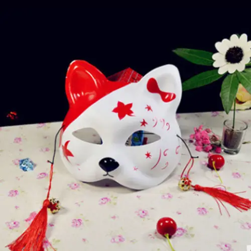 Faashion аниме полумаска лисы ручная роспись Kitsune сияющая поступление удобные Вечерние Маски на Хэллоуин для косплея - Цвет: D