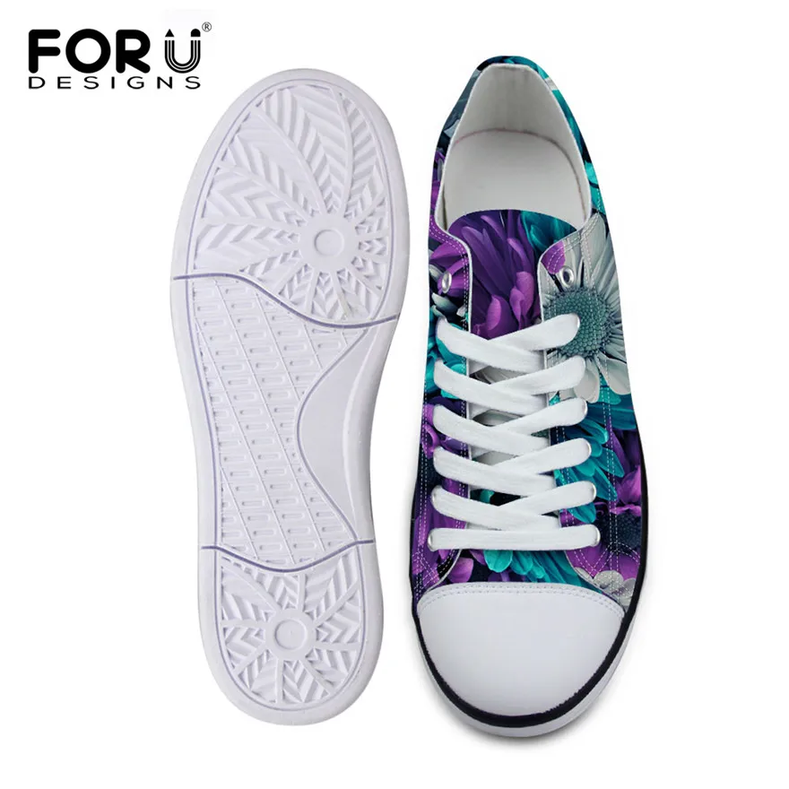 Кроссовки женские с низким верхом Вулканизированная подошва цветочным