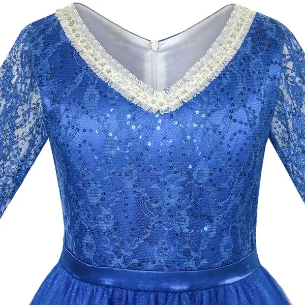 Flower Girl Dress Lace Sequin V-neckline Pageant Wedding 2020 Summer Princess Party Gowns Clothes Size 4-14 Carnival Vestidos | Детская