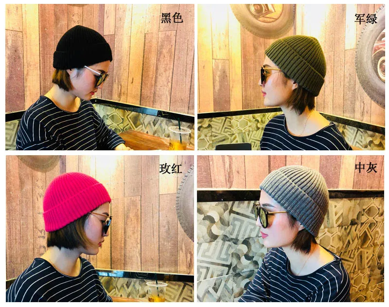 Free Embroidery LOGO Winter Beanies Adult Elastic skull caps Custom Letters Hat Women Warm Beanie Thickness Hiphop Knitted Hats