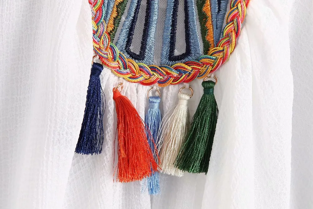 Богемная вышивка, Geomtric Tassel Ball, безрукавка, этнический стиль,, пуговицы сзади, обрезанный подол, женские Топики, топы, черный, белый