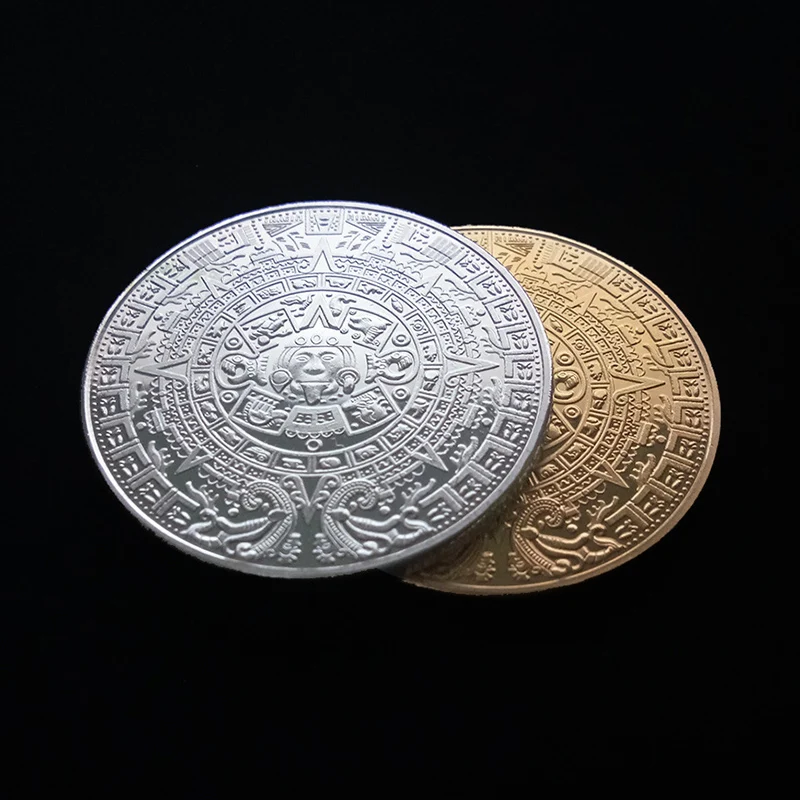Монета позолоченная Mayan Aztec календарь с предсказаниями памятные монеты искусство, Коллекционирование, подарок сувенир счастливое решение монеты