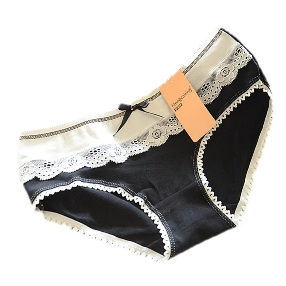 

Lovely Women's Multi-Color Cotton Soft Lace Bow-knot Underwear Briefs Knickers