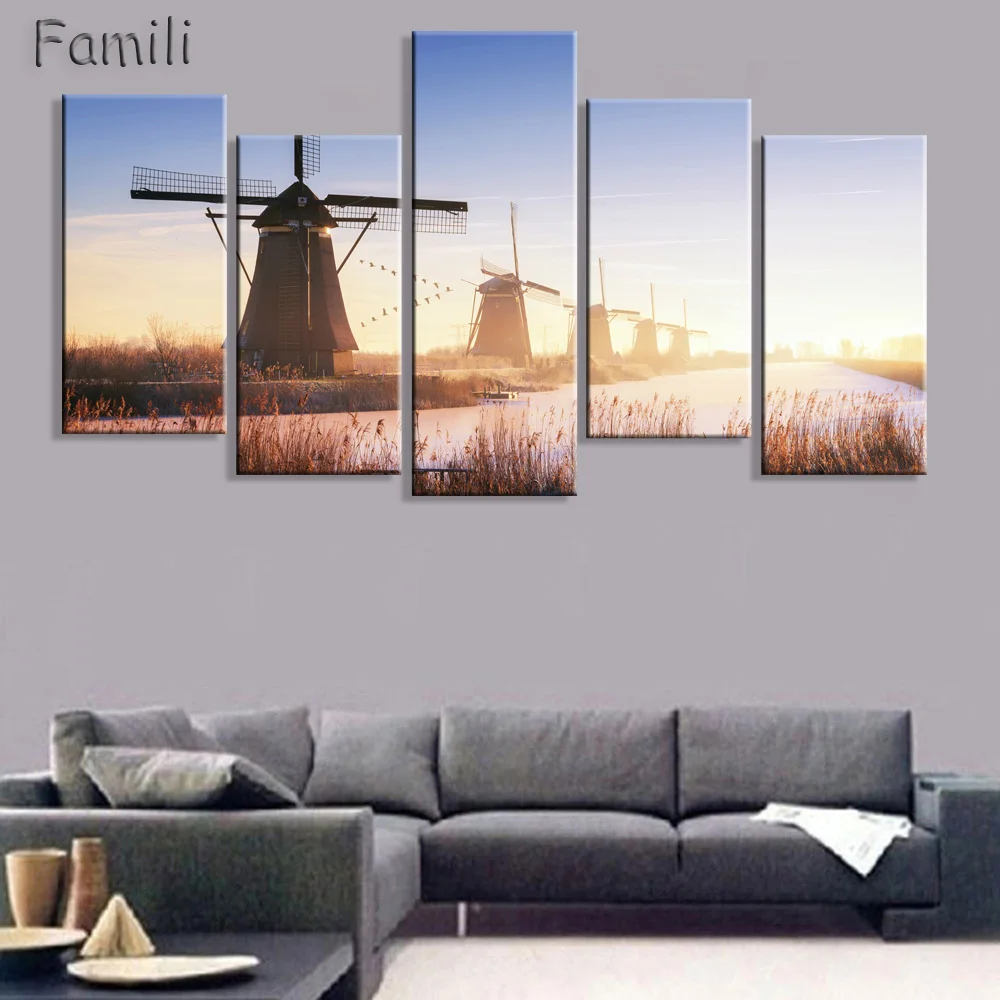 5 шт. Скандинавская винтажная ветряная мельница в Нидерландах яркие