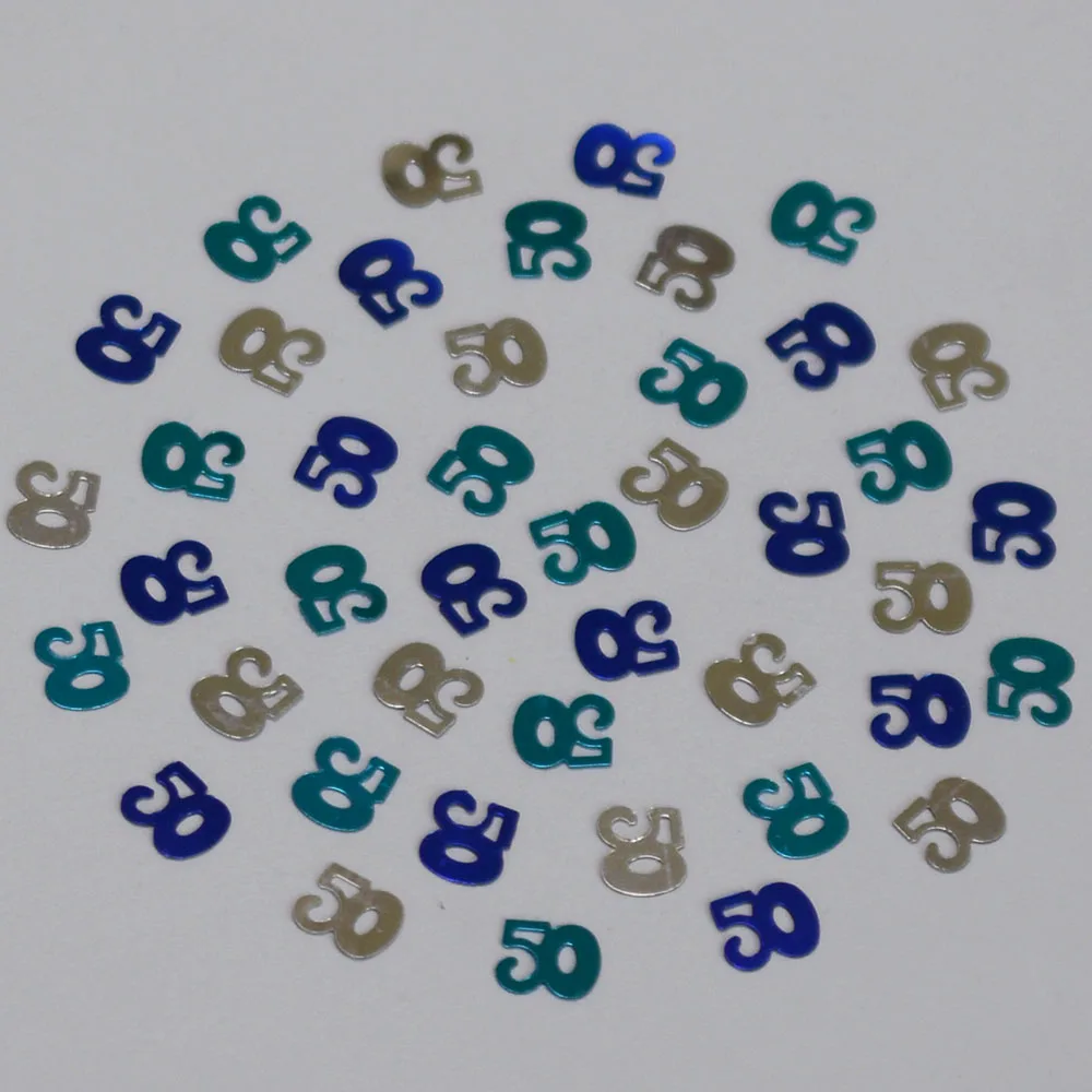 150 г Небесно Голубой Серебряный смешанный с днем рождения конфетти номер