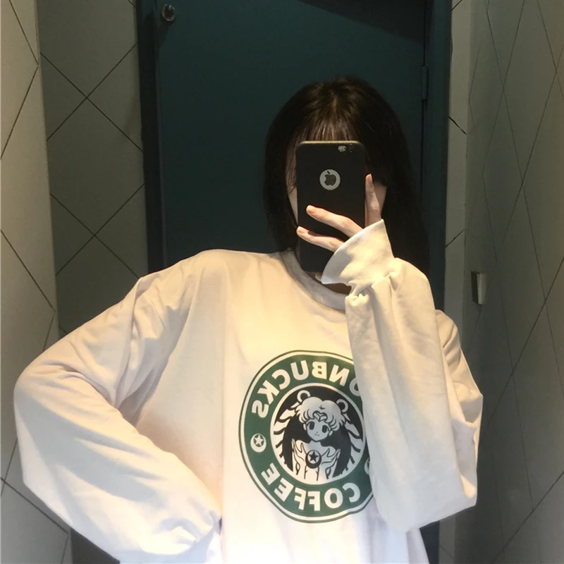 YouGeMan Осенняя женская одежда корейский Ulzzang Harajuku мультфильм Сейлор Мун толстовки женские Девушки Толстовка Топ