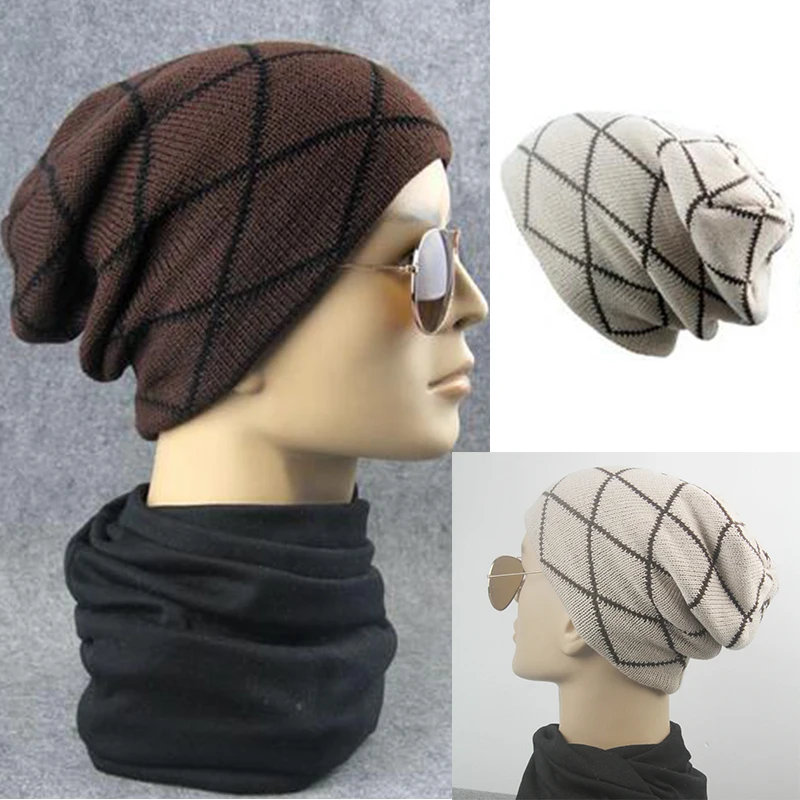 

2020 Unisex Autumn Winter Knitting Hats Casual Plaid Cap Snow Caps Fashion Leisure Hat Women's Vintage Cap