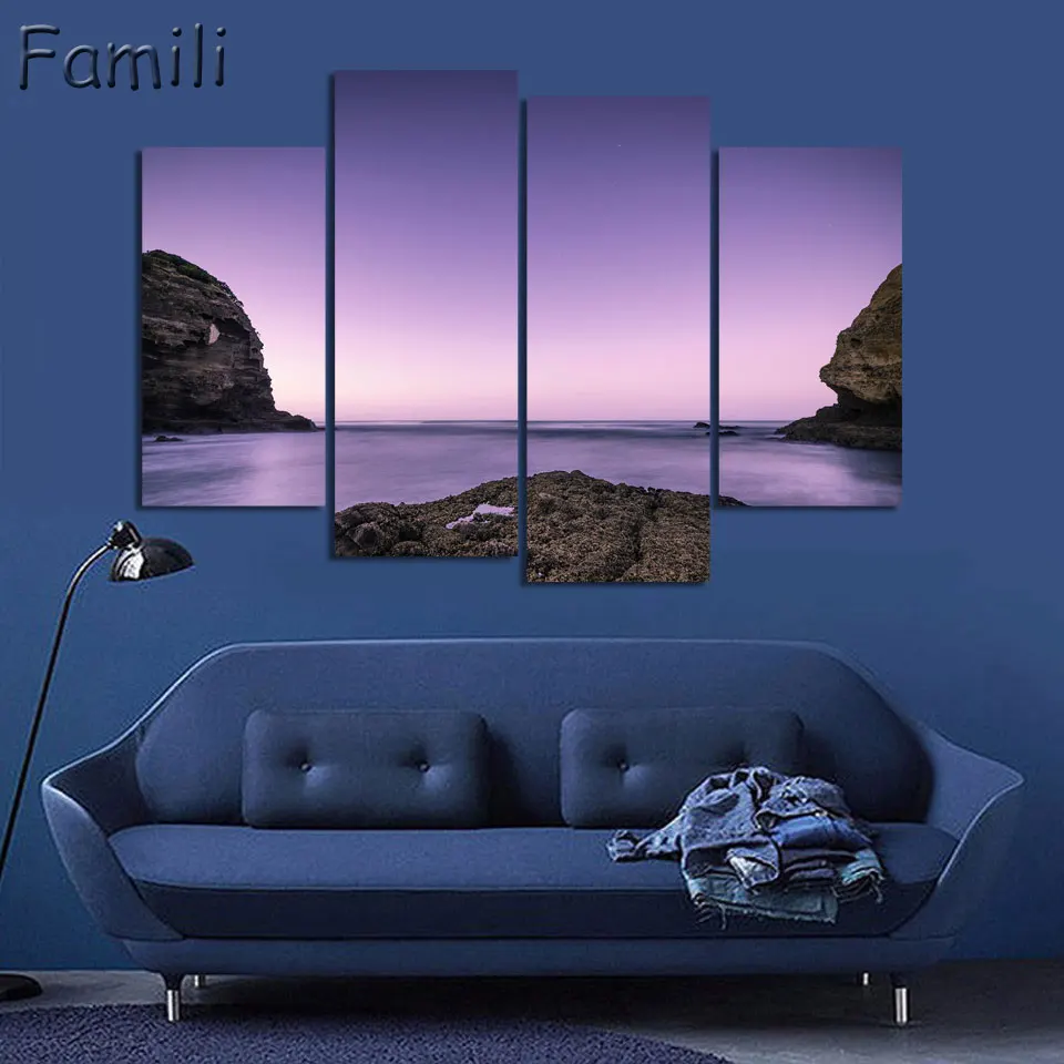 4 шт./компл. настенная живопись Новая Зеландия голубое водное озеро горные