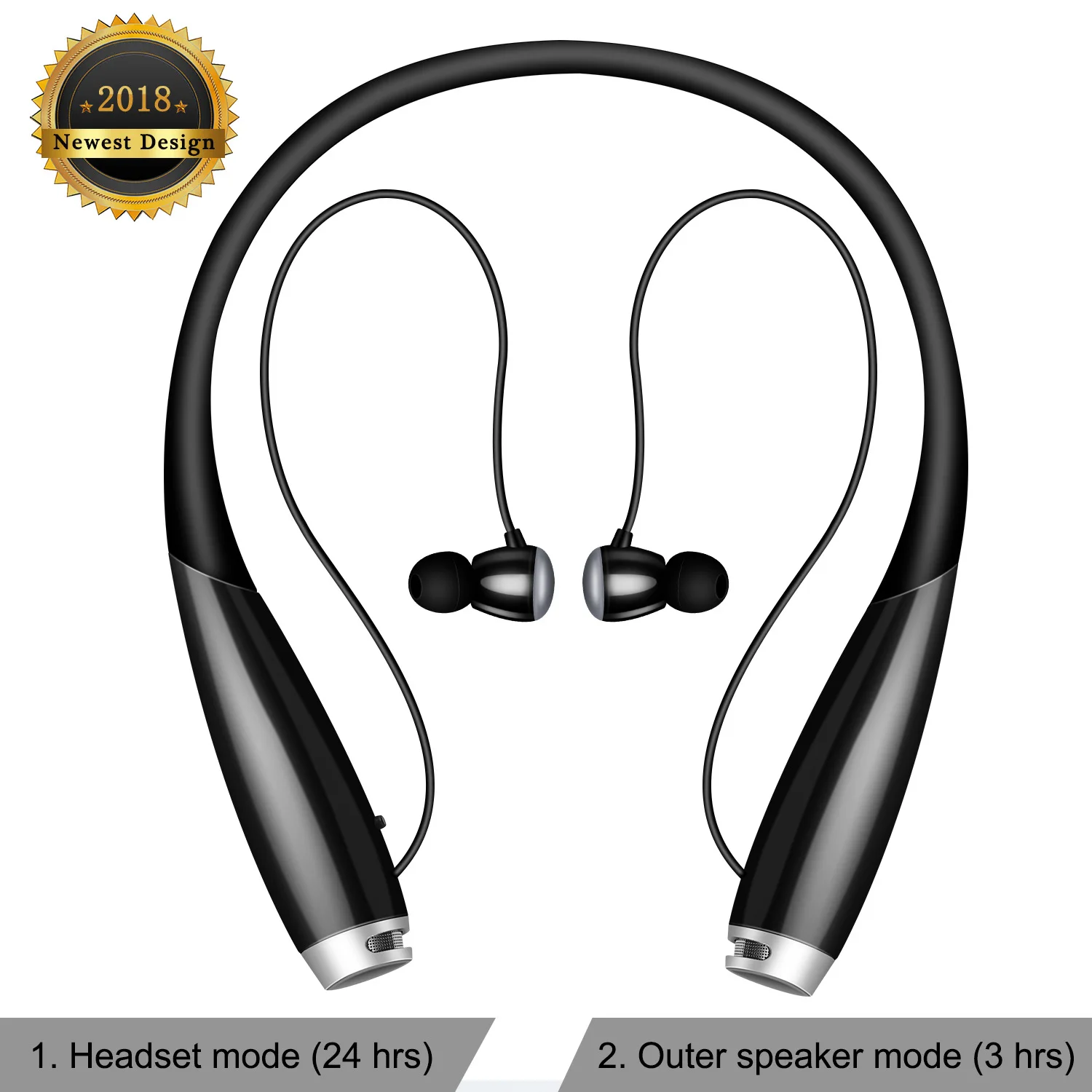 Bluetooth наушники V5.0, Bluetooth наушники с шейным ремешком, вибрация вызова и CVC 6,0, микрофон с шумоподавлением, беспроводная гарнитура для мобильного телефона
