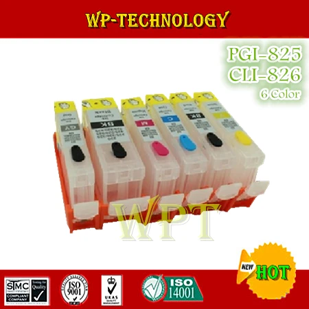 6PK пустой Заправляемый картридж для PGI825 CLI826 Костюм Canon MG8180 MG6180 MG5180 MG5380 IP4870 IX6580 IP4980