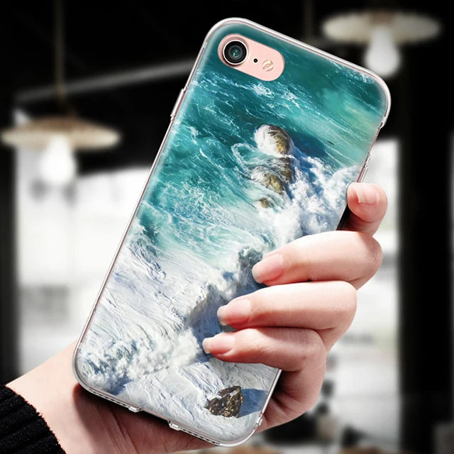 Чехол для iPhone 4, 4S, 5, 5S, SE, 6, 6 S, 7, 8 Plus, X, XR, XS Max, TPU, Fundas, защита от солнца, пляжа, морской воды, океанских волн, силиконовый чехол для телефона