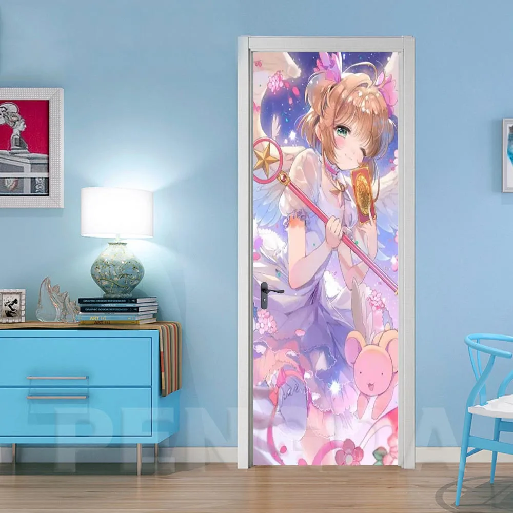 Домашний декор Cardcaptor Sakura дверные наклейки ПВХ плакат Самоклеящиеся 3D холст